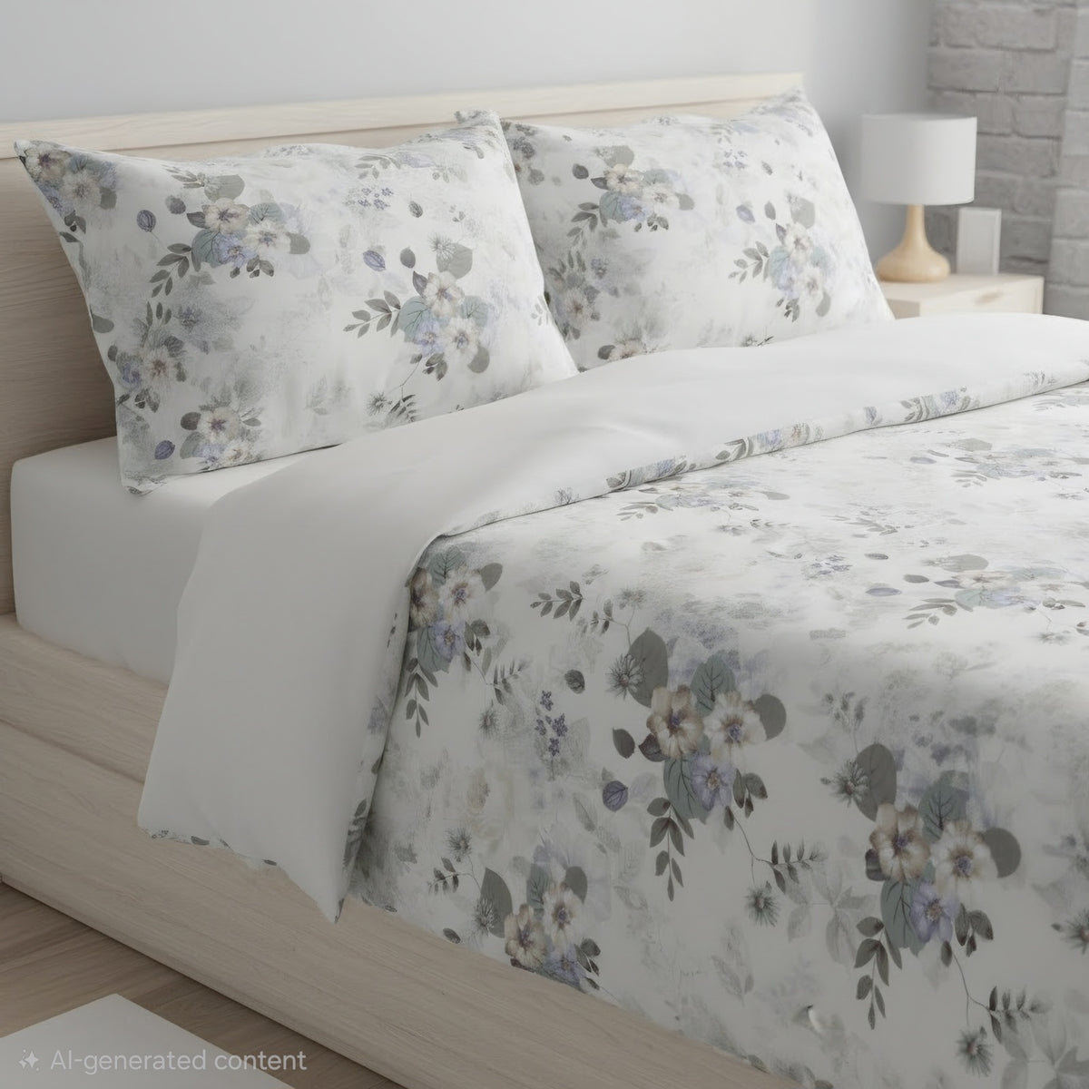 Botanical Floral Pure Cotton King Bedsheet (120x120 in)