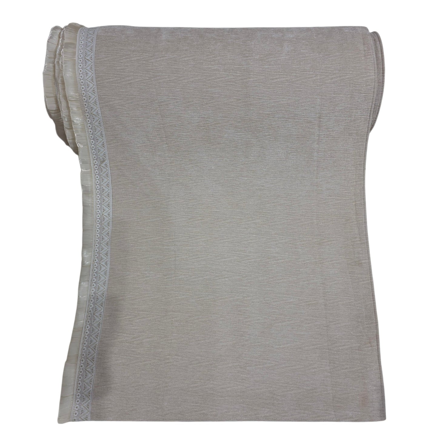 36 Inch Textured Shimmer Beige Sofa Cover with Embroidered Frill Border (Beige)