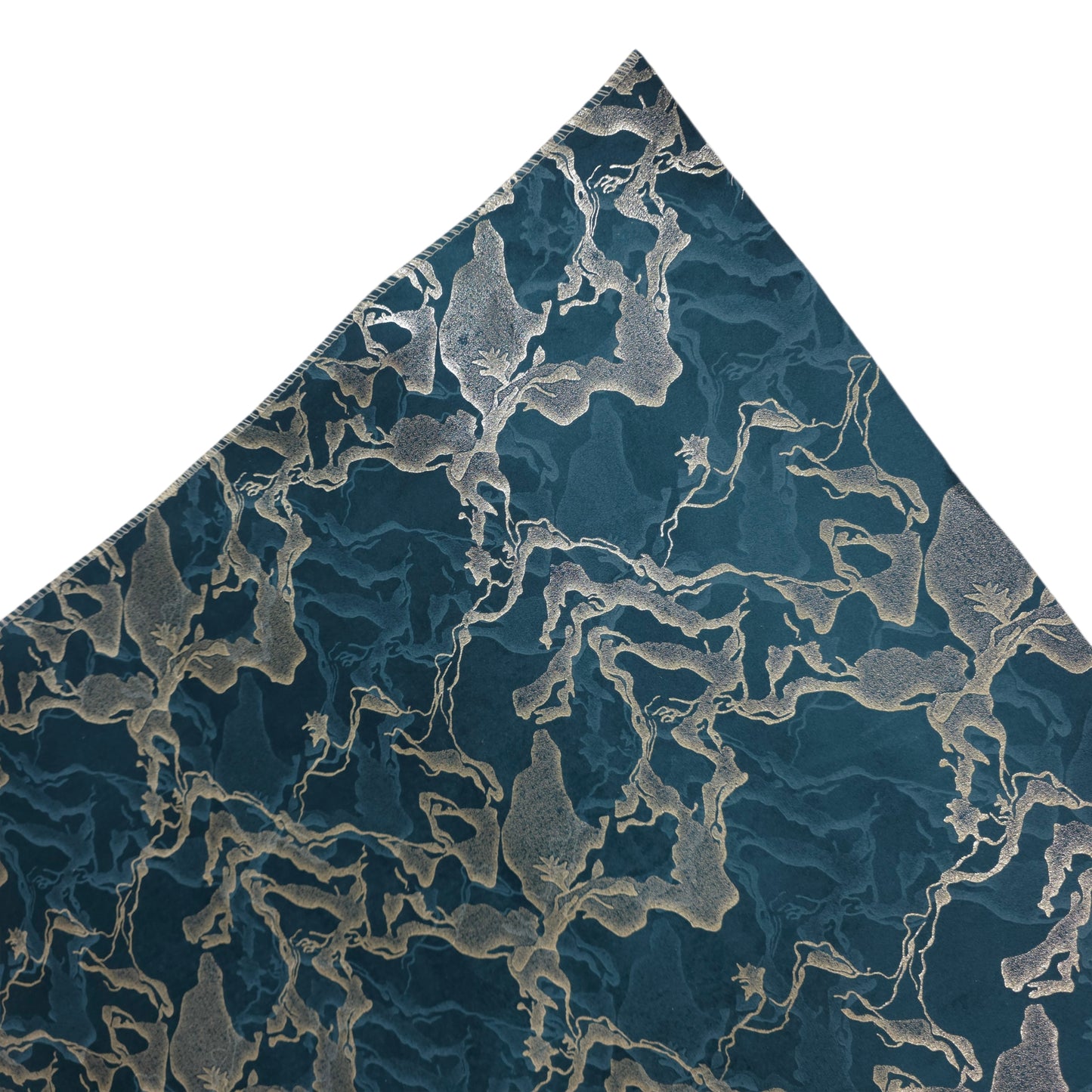 36 Inch Foil Print Marble Texture Teal Blue Sofa Cover with Frill Border (Teal Blue)