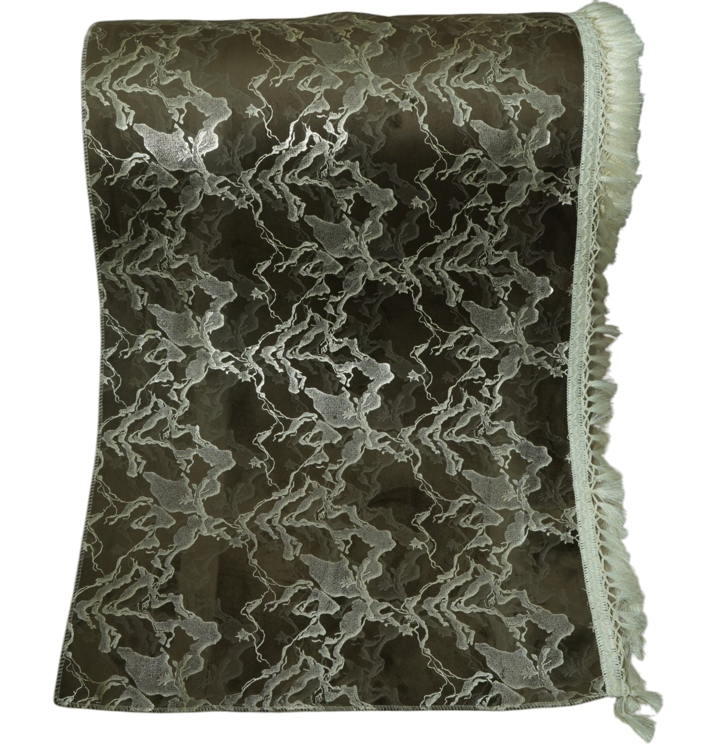 Royal Bronze & Silver Abstract Marble-Weave Sofa Cover (Bronze Brown / Dark Olive) 27 inch