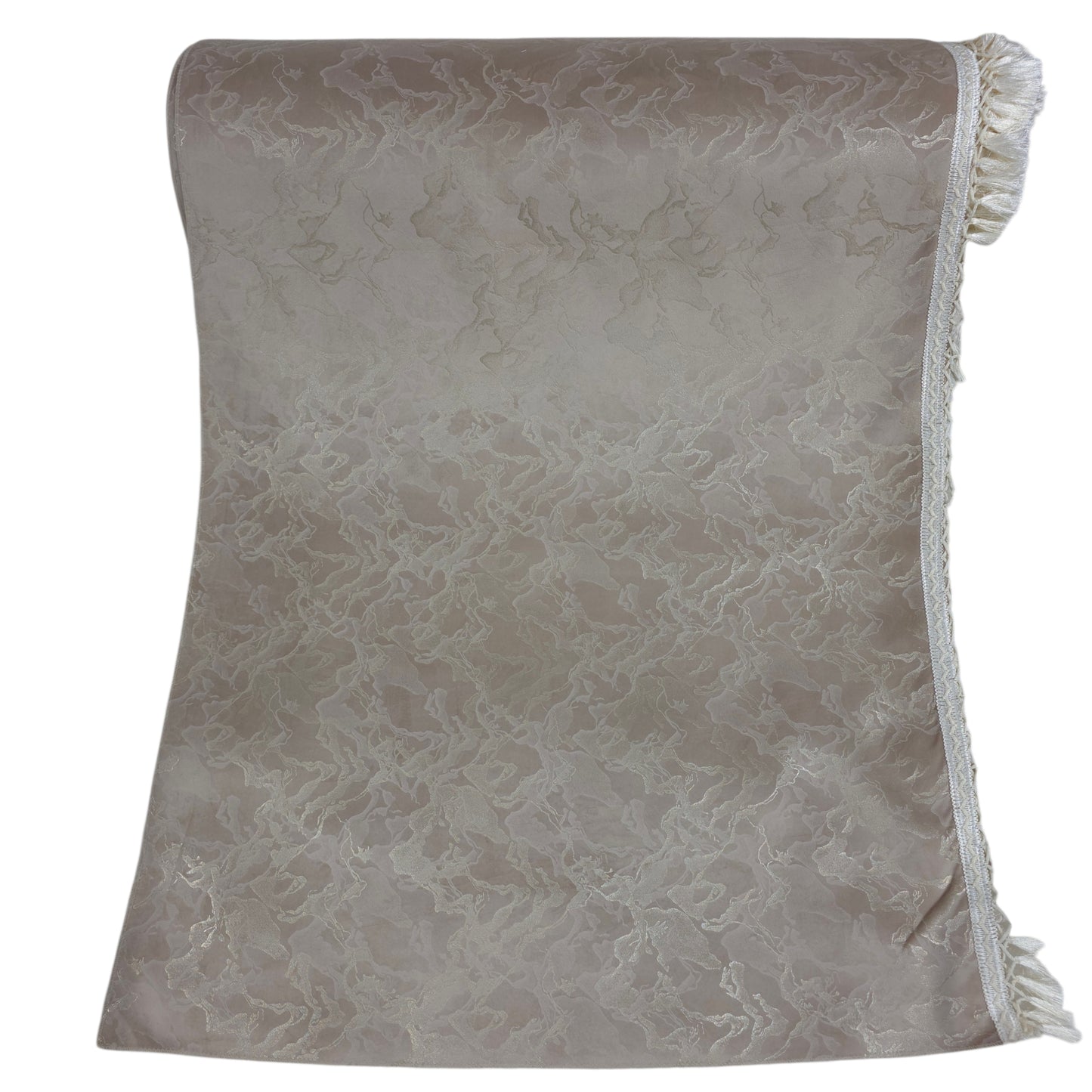 36 Inch Foil Print Marble Texture Beige Sofa Cover with Frill Border (Beige)