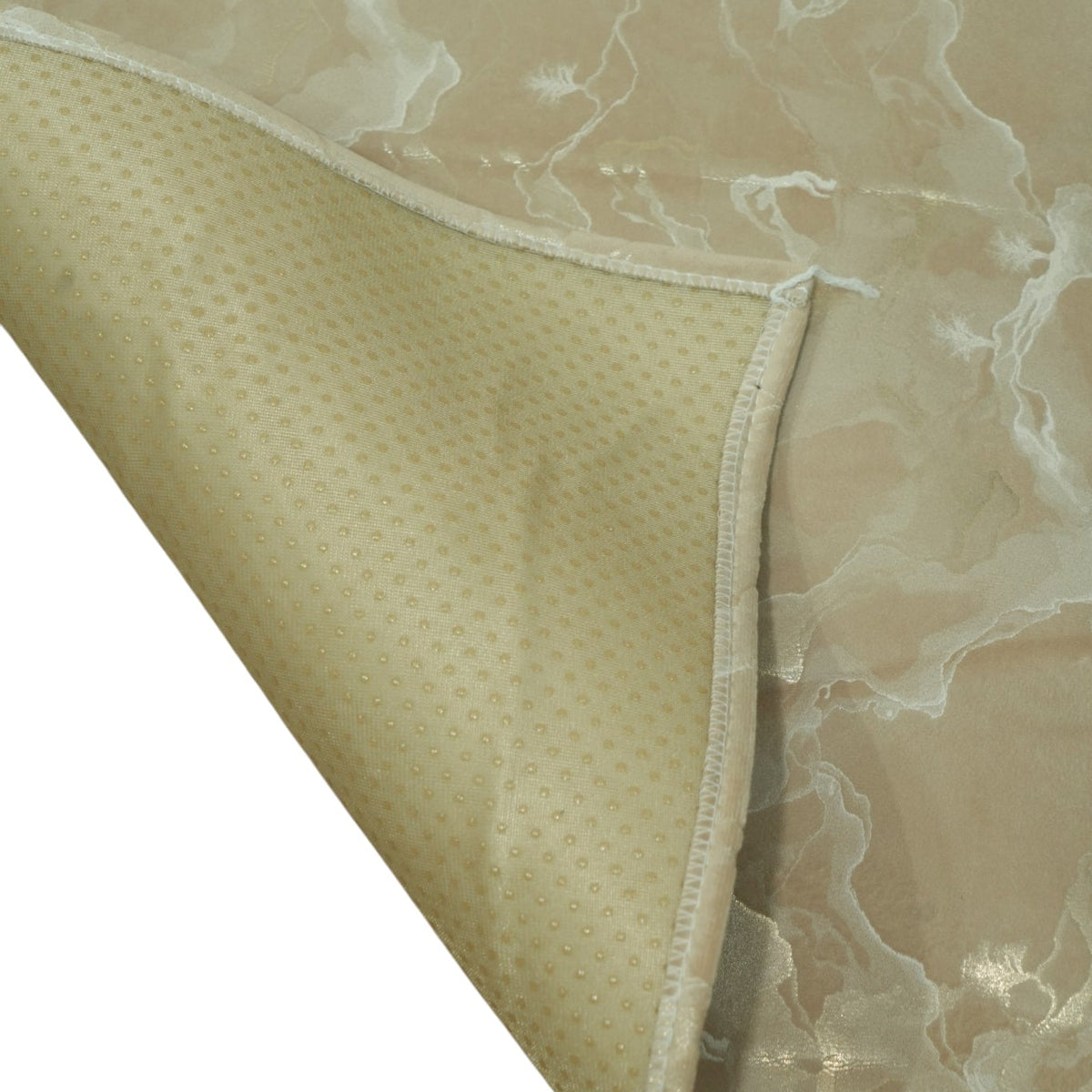Premium Beige Marble-Textured Sofa Cover with Pom-Pom Tassel Lace (Beige) 27 inch