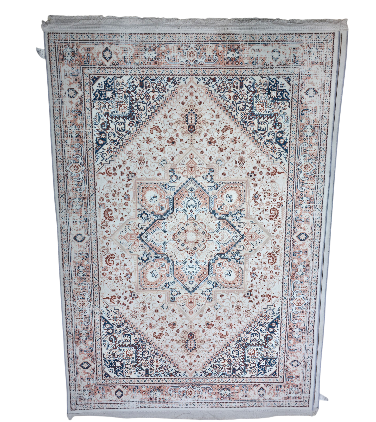 Peach & Blue Heritage Tribal Carpet (5x7 Ft) – Soft Fur